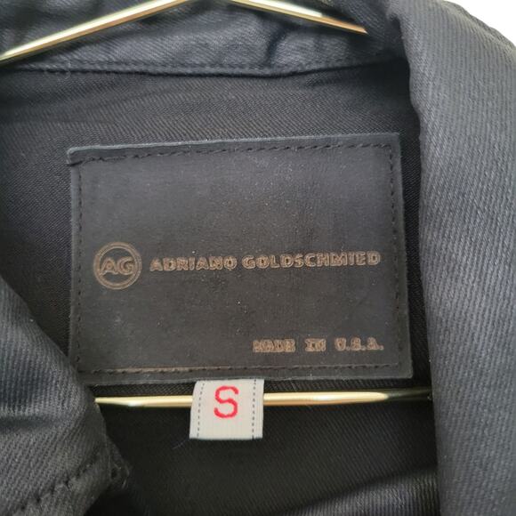 Adriano Goldschmeid Faux Leather Moto Jacket Size Small S Black Wax Coat Cropped - Picture 3 of 11